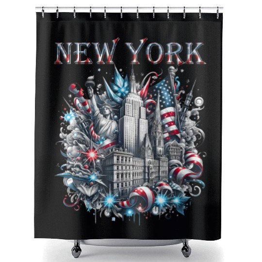 New York Christmas Spirit Shower Curtains