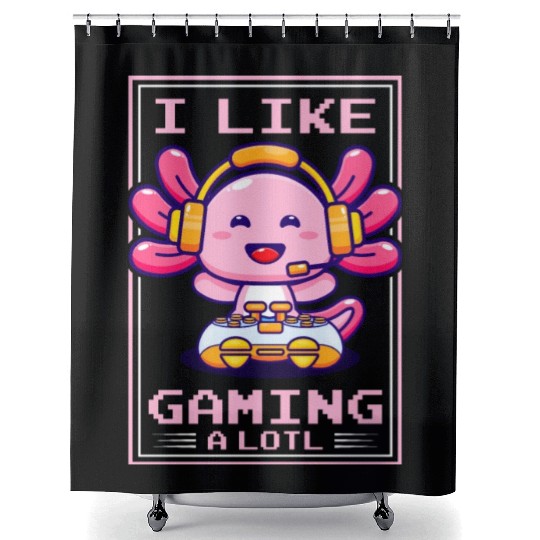 Gaming, Axolotl, Gaming, Video Game, Unicorn Gamer Shower Curtains