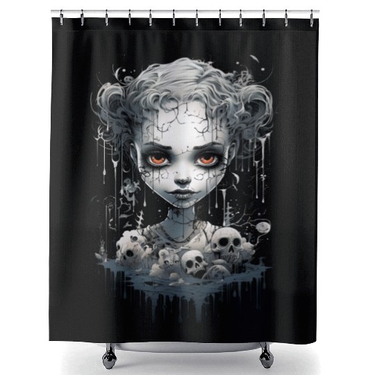 Gothic Girl Halloween Fantasy Dark Shower Curtains