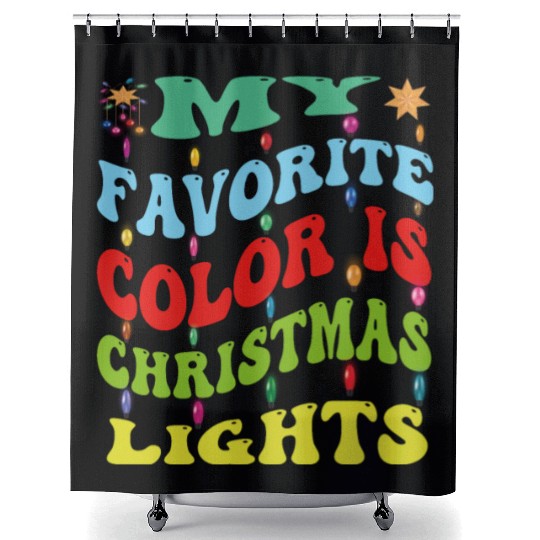 My favorite color is Christmas lights Shower Curtains