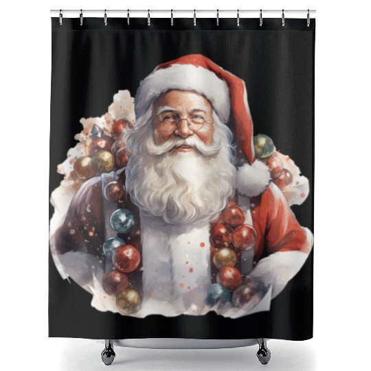 a jolly Santa Claus surround Shower Curtains