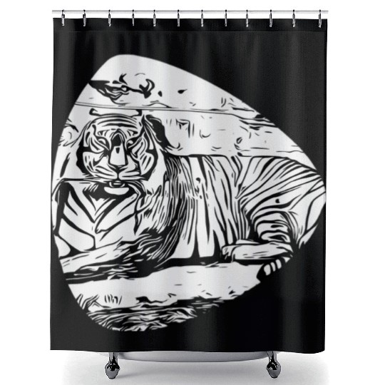 Street art - tiger Shower Curtains