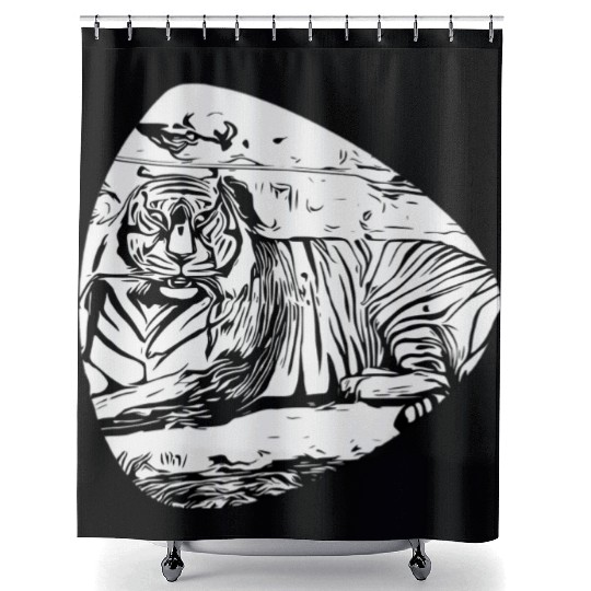 Street art - tiger Shower Curtains