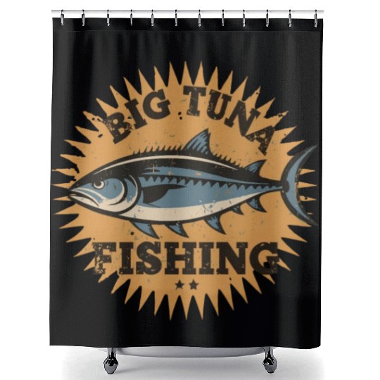 Big Tuna Fishing Vintage Design Shower Curtains