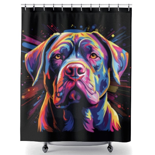 Watercolor Colorful Cane Corso Shower Curtains