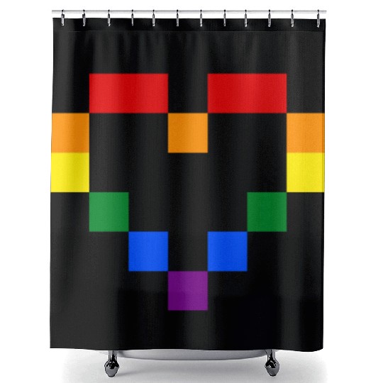 Rainbow Heart Shower Curtains