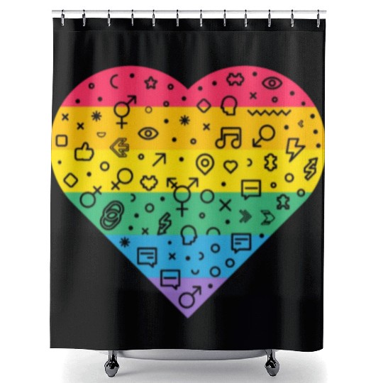 Rainbow Heart Shower Curtains
