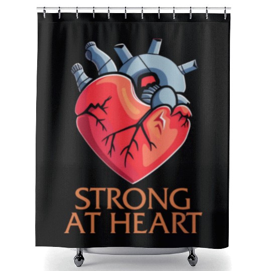 CHD Awareness Shower Curtains, Strong At Heart Pumping Iron