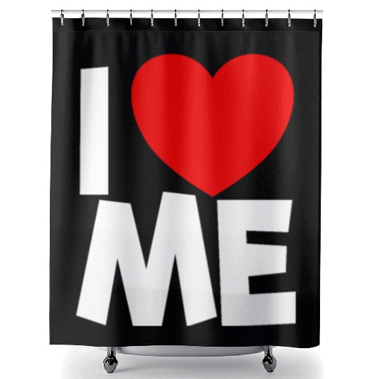 I Love Me Red Heart Self Love Affirmation Shower Curtains