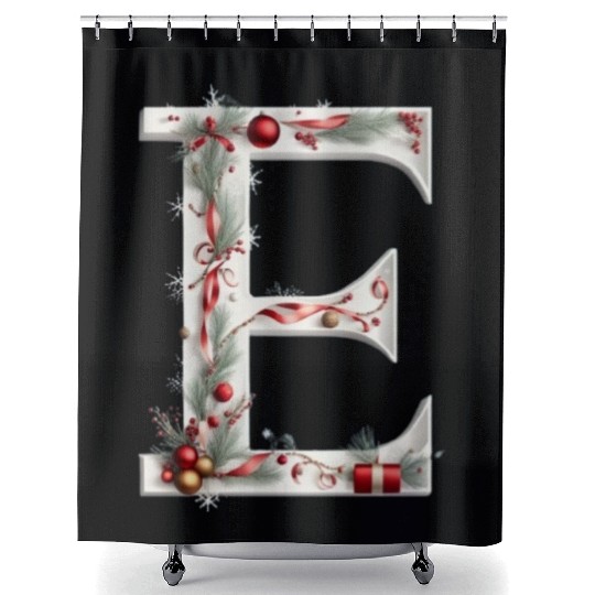 letter E in christmas Shower Curtains