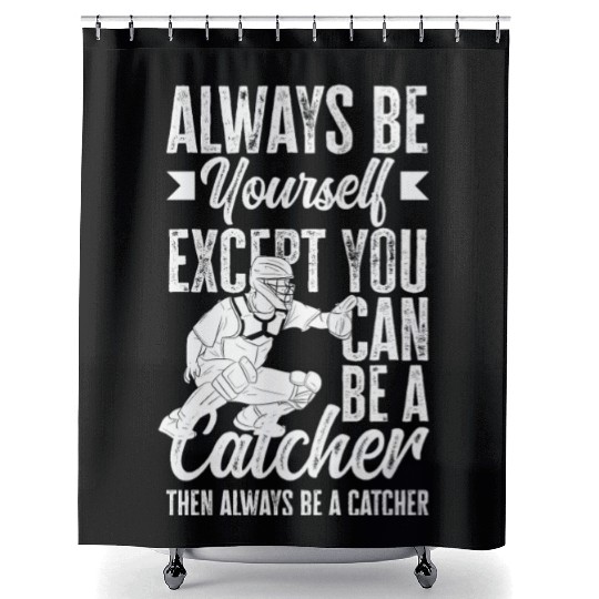 Funny Baseball Catcher Gift Shower Curtains