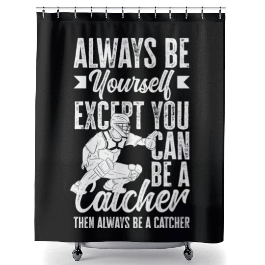 Funny Baseball Catcher Gift Shower Curtains