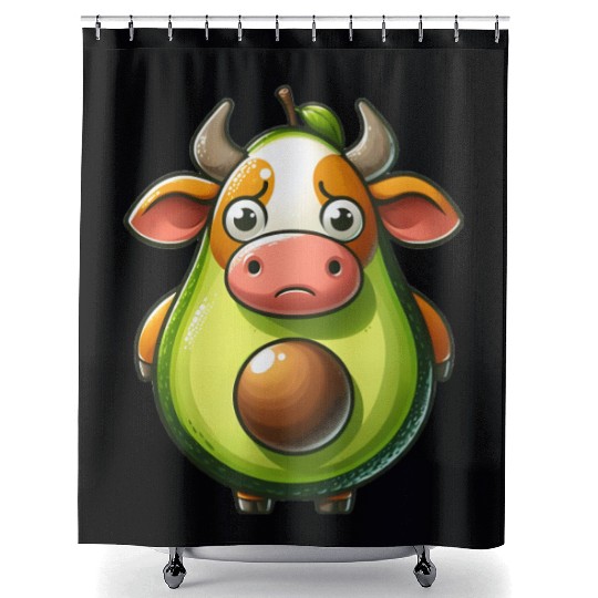 Avocado cow Shower Curtains