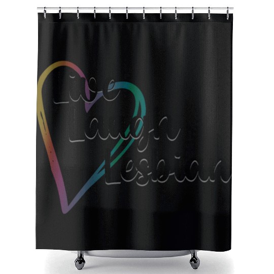 Live Laugh Lesbian LGBTQ Rainbow Heart Gay Pride Shower Curtains