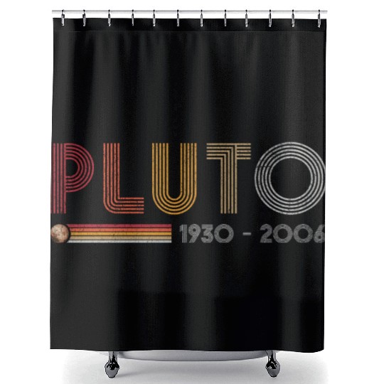 Pluto Never Forget Science and Astronomy Retro Shower Curtains