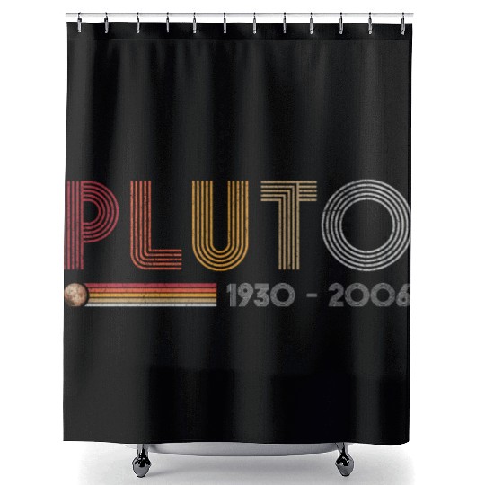 Pluto Never Forget Science and Astronomy Retro Shower Curtains