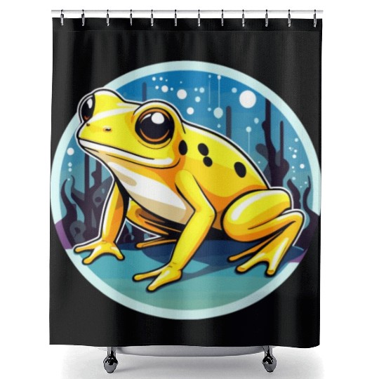 Golden Poison Frog Illustration Shower Curtains