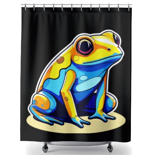 Golden Poison Frog Illustration Shower Curtains
