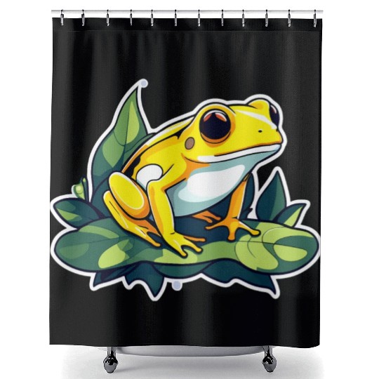 Golden Poison Frog Illustration Shower Curtains
