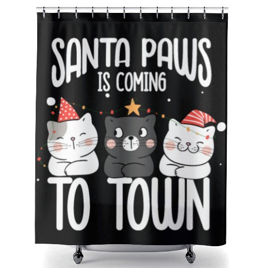 Santa paws is coming to town Shower Curtains