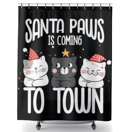 Santa paws is coming to town Shower Curtains