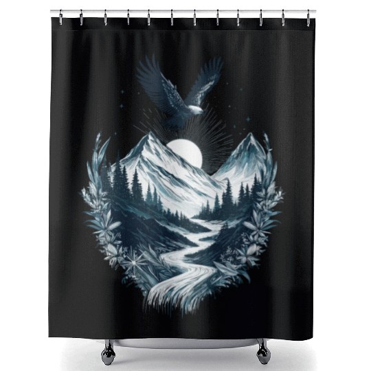 Mountain Silver Eagle Shower Curtains