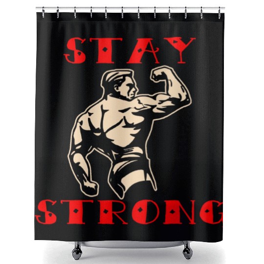 Stay Strong Him Her ©WhiteTigerLLC.Com LIKE US Shower Curtains
