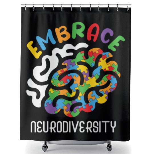 Embrace Neurodiversity Autism Brain Shower Curtains