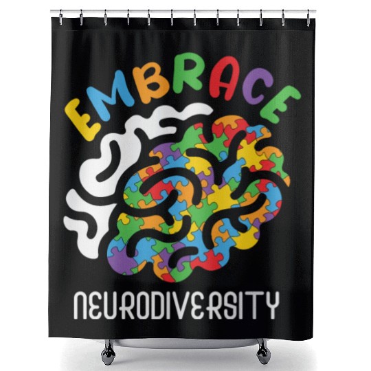 Embrace Neurodiversity Autism Brain Shower Curtains