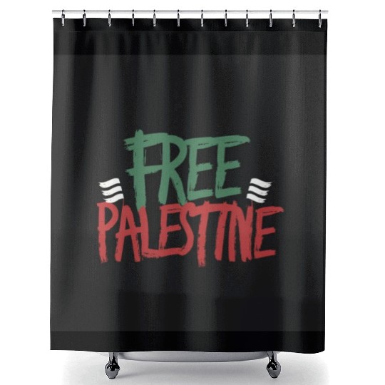 free free Palestine typography 2 Shower Curtains