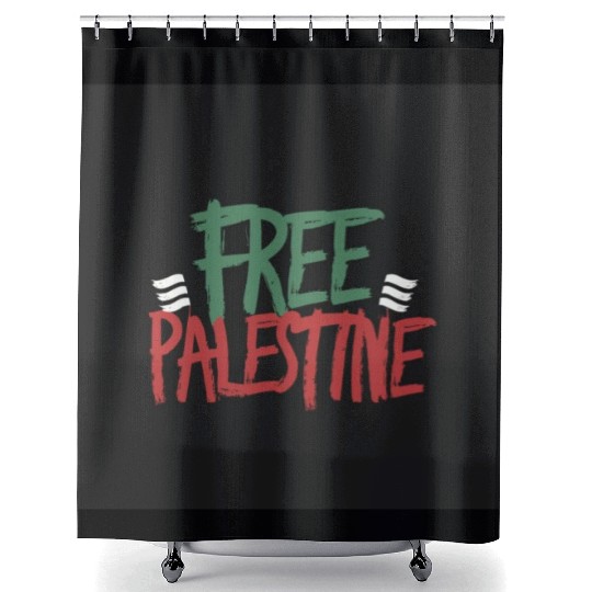 free free Palestine typography 2 Shower Curtains
