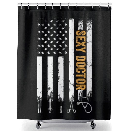Sexy Doctor US Flag Doctor Shower Curtains