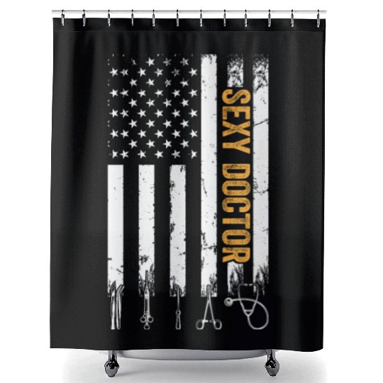 Sexy Doctor US Flag Doctor Shower Curtains