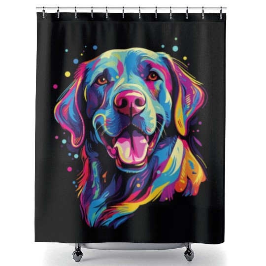 Watercolor Colorful Labrador Lab Shower Curtains