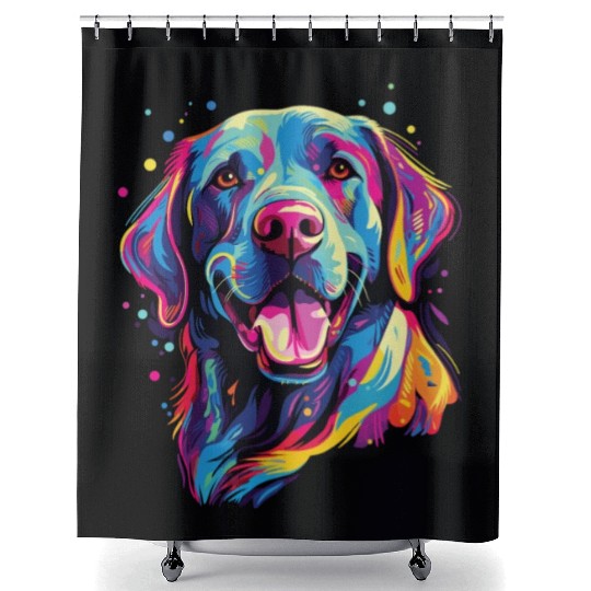 Watercolor Colorful Labrador Lab Shower Curtains