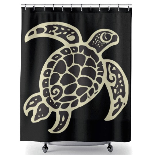 Sea Turtle Design 2 Color Vector Shower Curtains