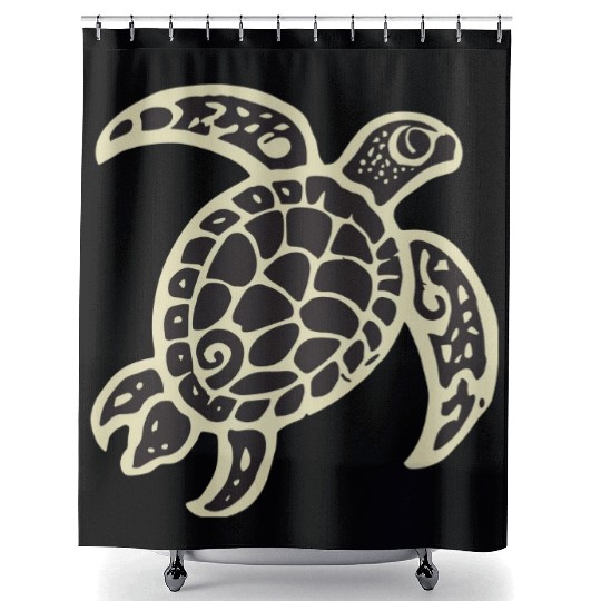 Sea Turtle Design 2 Color Vector Shower Curtains
