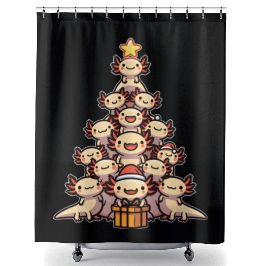 Axolotl Christmas Tree Merry Christmas Shower Curtains