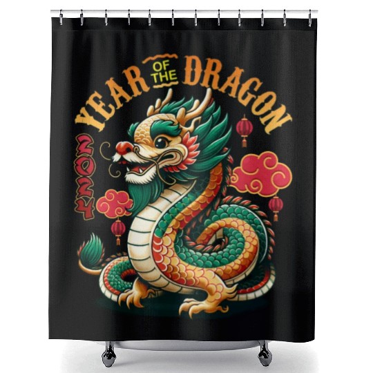 Dragon Year 2024 Embrace Lunar New Year Prosperity Shower Curtains