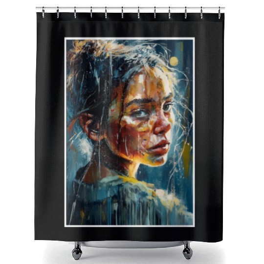 Abstract Sad Girl Unhappy People Sadness Shower Curtains