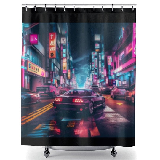 Vaporwave Tokyo Shower Curtains