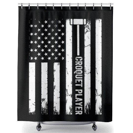 Croquet US Flag Croquet Player Shower Curtains