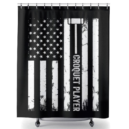 Croquet US Flag Croquet Player Shower Curtains