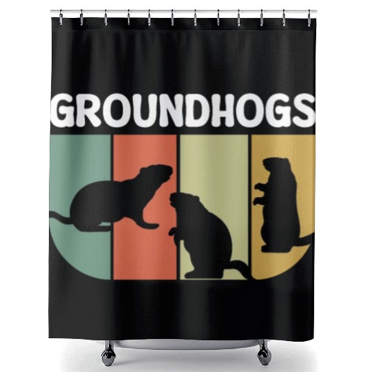 Groundhogs Retro Vintage Happy Groundhog Day Shower Curtains