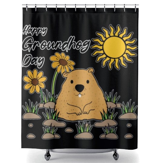 Happy Groundhog Day Animal Spirit Rodent Shower Curtains