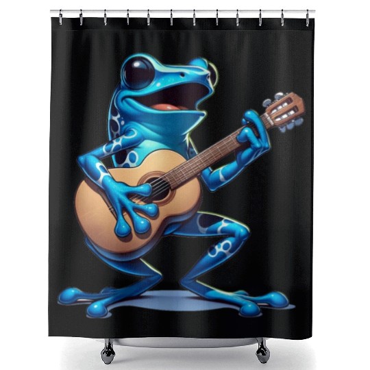 Poison dart frog guitar Shower Curtains