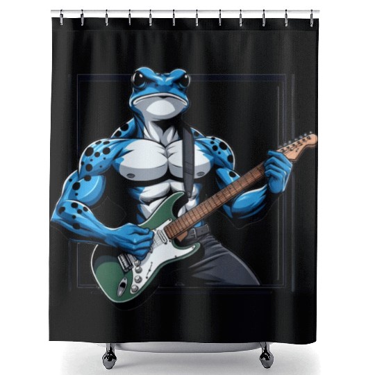 Poison dart frog guitar Shower Curtains