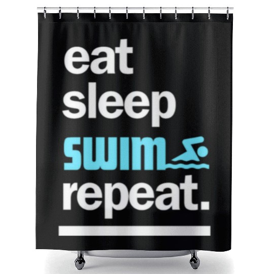 Eat Sleep Swim Repeat Shower Curtains
