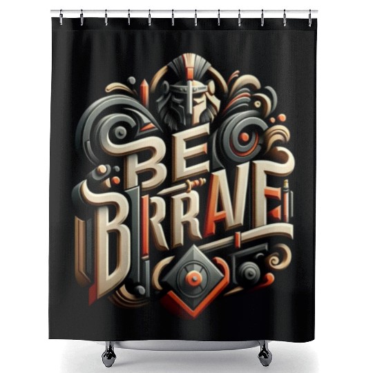 Empowering Lion 'Stay Strong' Motif Shower Curtains