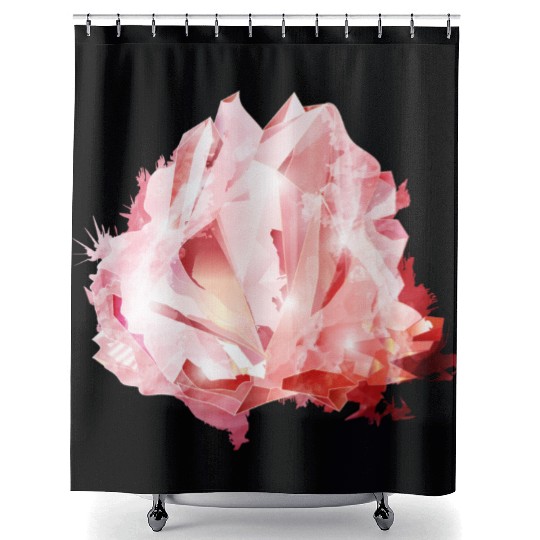 bright pink rose quartz crystal motif Shower Curtains